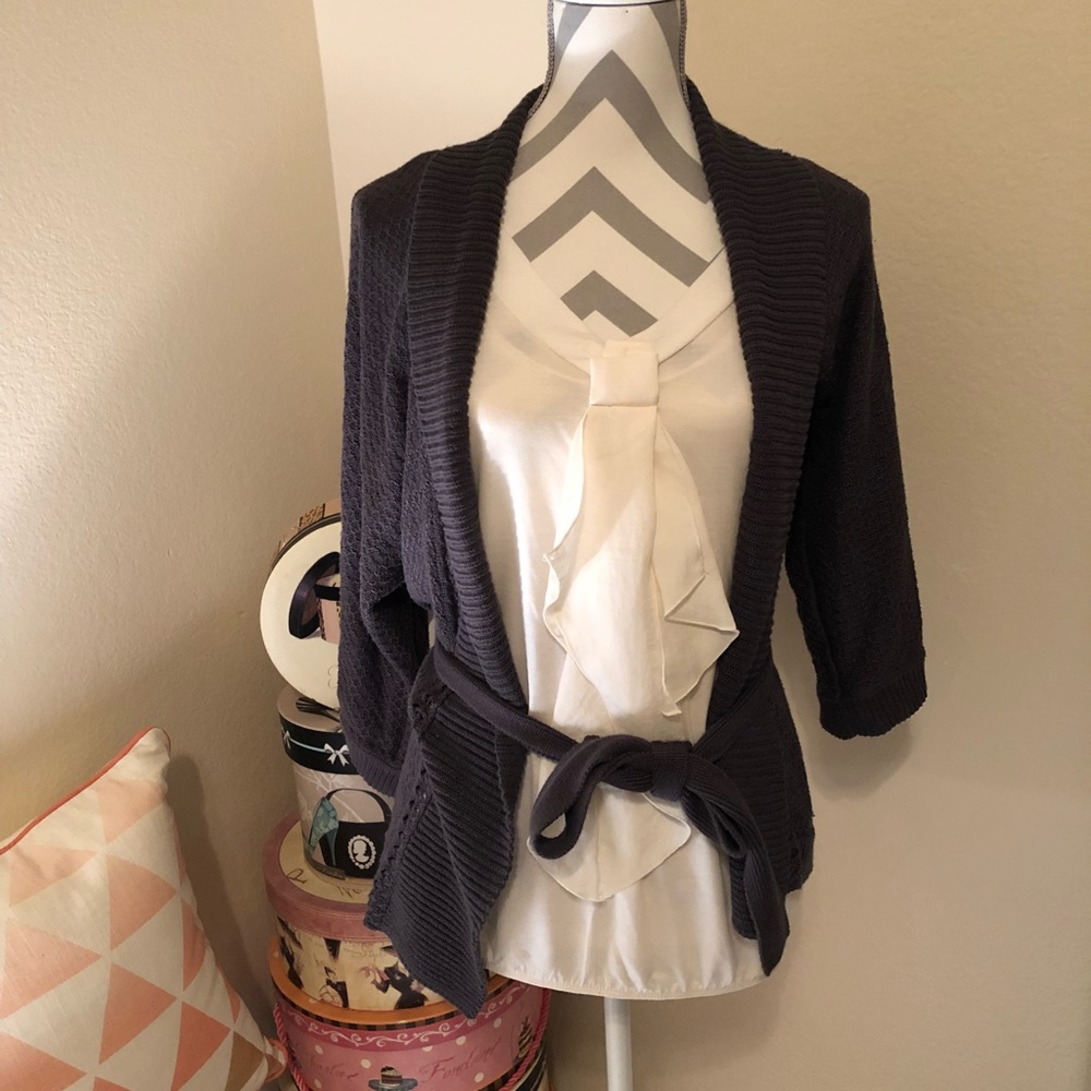 H&M Charcoal Belted Cardigan Small